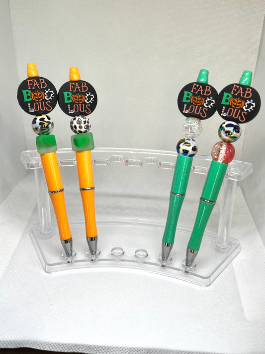 Beaded Pen Halloween Faboolous Pumpkin, Fun Pens Acrylic Beads, Custom Pen, Retractable Ink Pen, Gifts