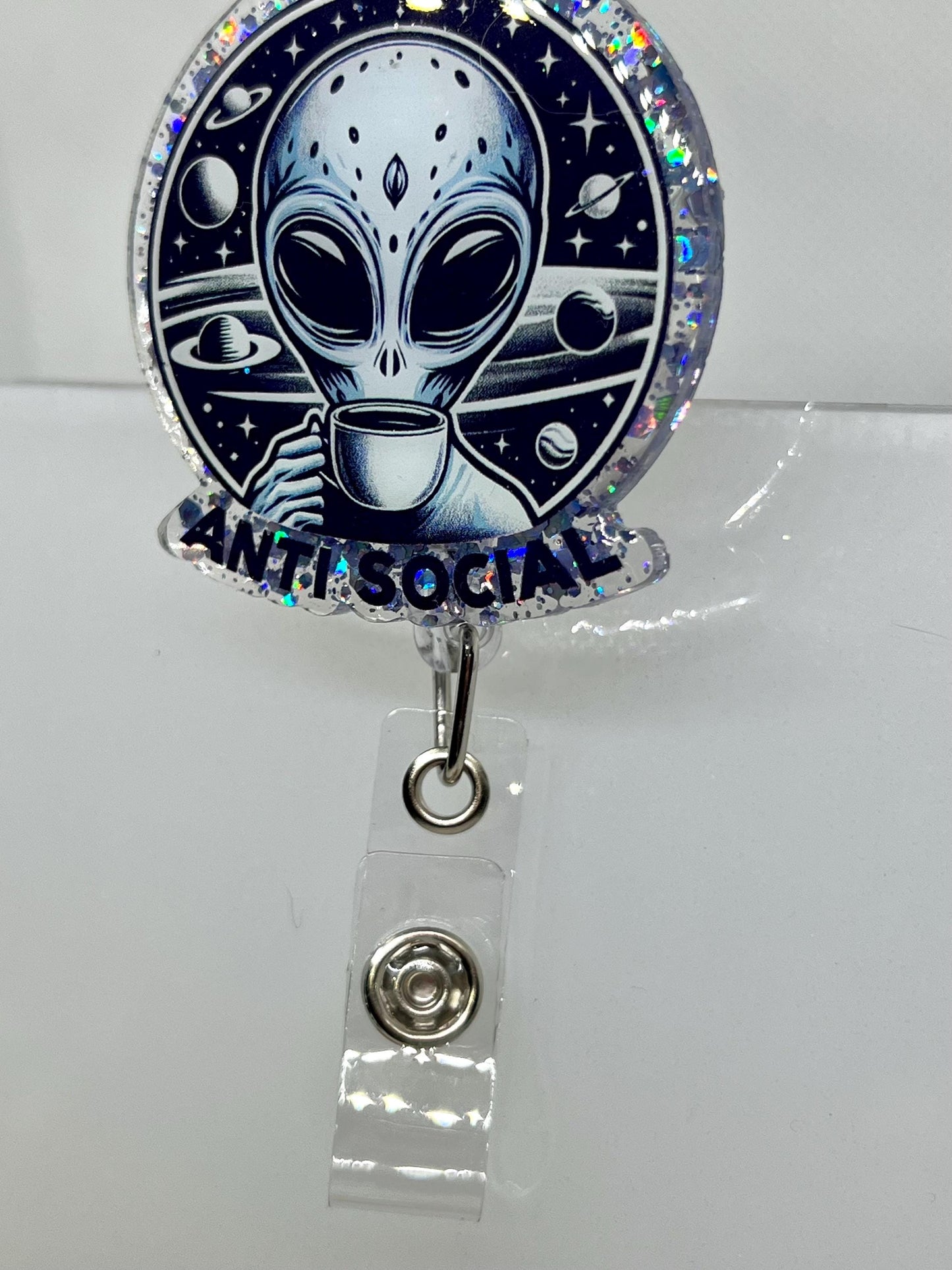 Sarcastic Saying Acrylic Blank Decal Set, DIY Badge Reels, Antisocial Alien, Blank and UVDTF sticker, Unfinished Badge Reel