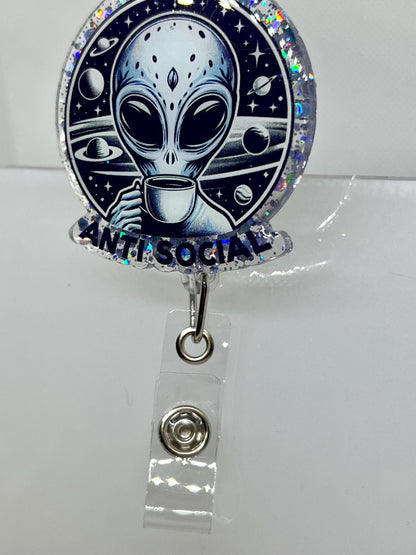 Sarcastic Saying Acrylic Blank Decal Set, DIY Badge Reels, Antisocial Alien, Blank and UVDTF sticker, Unfinished Badge Reel