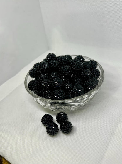 Acrylic Beads 14mm  Rhinestone Black Beads , Acrylic Gumball Beads in Bulk, 14mm Beads, 14mm Bubble Gum Beads, DIY ideas