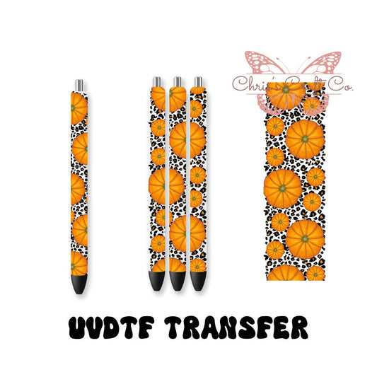 UVDTF Pen Wrap Pumpkins Leopard Print, Halloween Pen Wrap, Permanent Adhesive Waterproof, Ready to apply