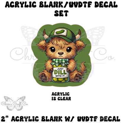 Highland Cow Acrylic Blank Decal Set, DIY Badge Reels, UVDTF sticker, Unfinished Badge Reel, Badge Reel Blanks