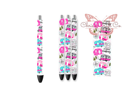 UVDTF Pen Wrap Camper, Rather be Camping Pen Wrap, Ready to apply, Permanent Waterproof Adhesive