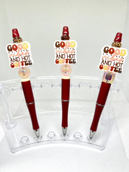 Beaded Pen Coffee Vibes, Fun Pens Acrylic  Beads, Beaded Pen, Retractable Ink Pen, Gifts