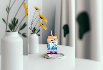 UVDTF Wrap Spooky Bats Pumpkins Haunted House 16 oz Can Glass, Mug,  40 oz  Wrap, Ready to apply, Permanent Adhesive, Double sided print