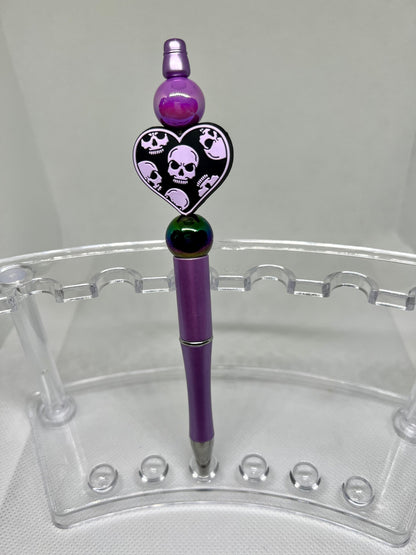 Skeleton Heart Beaded Pen, Sarcastic Pen, Fun Pens Acrylic Beads, Custom Pen, Retractable Ink Pen, Graduation