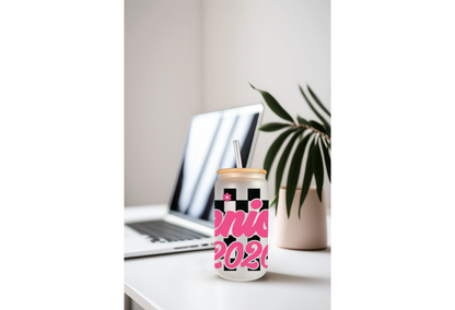 UVDTF Wrap Senior 2026 Checkered for 16oz Can Glass, Mug Tumbler, Ready to Apply, Permanent Adhesive, Exclusive