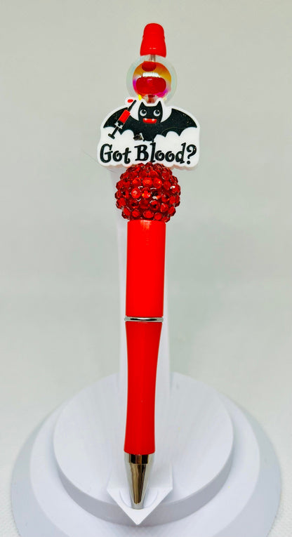 Beaded Pens, Phlebotomist Got Blood Bat, Fun Pens Acrylic Rhinestone Beads, Beaded Pen, Retractable Ink Pen, Gifts