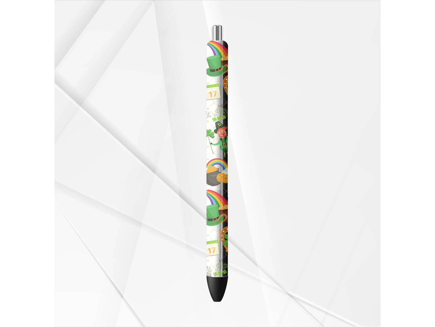 UVDTF Pen Wrap St. Patrick’s Day, Shamrock Leprechaun Pen Wrap, Ready to apply, Permanent Waterproof Adhesive