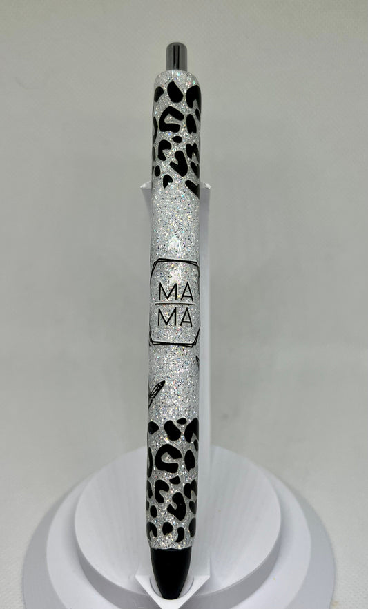 Leopard Mama White Glitter Pen, UV Resin Pens, Mom Gifts, Nurse Gift, Teacher Gift, Gift ideas