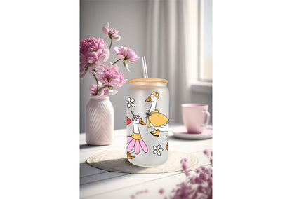 UVDTF Wrap Retro Spring Goose 16oz Can Glass Mug Tumbler Wrap, Geese Wrap, Ready to apply, Permanent Adhesive, Double sided option