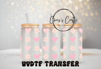 UVDTF WRAPS Valentine Pink Hearts Bundle Set of 4 for 16 oz or 40 oz Tumbler | Ready to apply | Waterproof | Permanent Adhesive