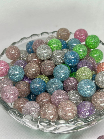 16mm Fancy Glitter Acrylic Beads, Acrylic Gumball Beads in Bulk, 16mm Beads, 16mm Bubble Gum Beads, DIY ideas