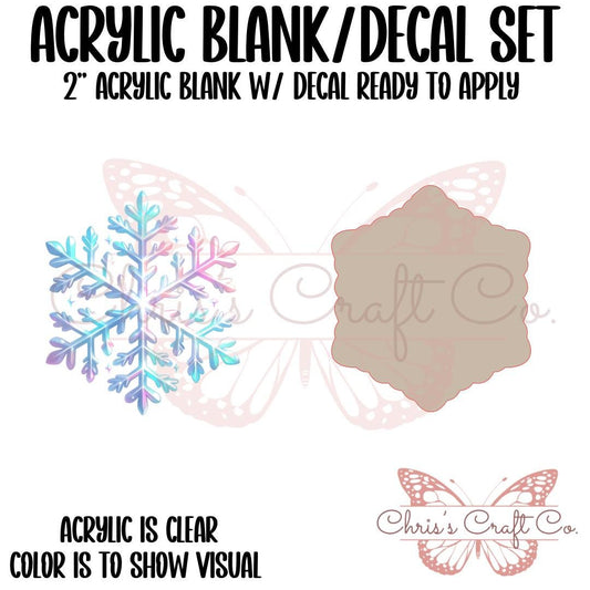 Acrylic Blank Decal Set Snowflake Pastel Pink Blue, DIY Badge Reels, Winter Badge, Blank and UVDTF sticker, Unfinished Badge Reel