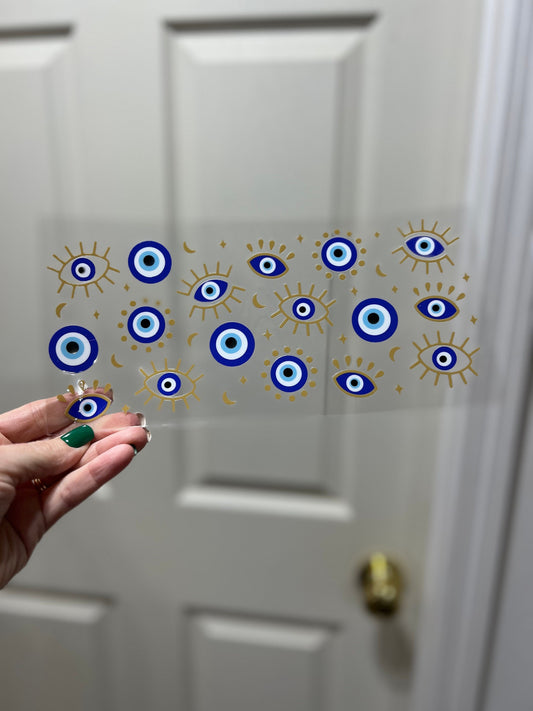 UVDTF Wrap Blue Evil Eye - Protective Cup Wrap With Boho Style Design