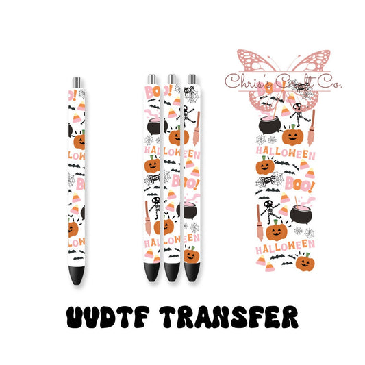UVDTF Pen Wrap Halloween Boo Skeleton, Halloween Wrap, Permanent Adhesive Waterproof, Ready to apply