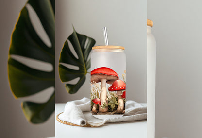 UVDTF Wrap Mushrooms Red Top 16oz Can Glass, Mug, Tumbler Wrap, Mushroom Wrap, Ready to Apply, Permanent Waterproof Adhesive