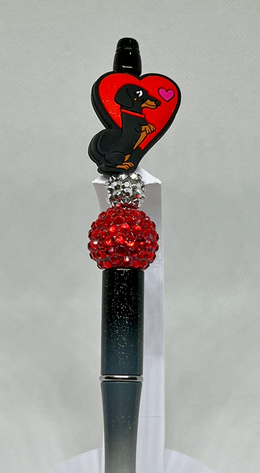 Dachshund Love Beaded Pen, Weiner Dog Mom, Sarcastic Pen, Fun Pens Acrylic Beads, Custom Pen, Retractable Ink Pen, Gifts, Graduation