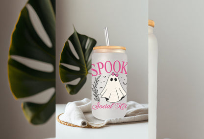 UVDTF Wrap Spooky Ghost Social Club Pink Coquettes Bows 16oz Can Glass, Mug, Tumbler, Ready to Apply, Permanent Waterproof Adhesive