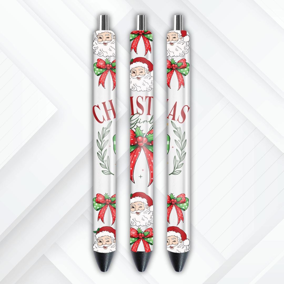 UVDTF Pen Wrap Christmas Girly, Christmas Santa Wrap, Ready to Apply, Permanent Waterproof Adhesive