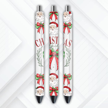 UVDTF Pen Wrap Christmas Girly, Christmas Santa Wrap, Ready to Apply, Permanent Waterproof Adhesive