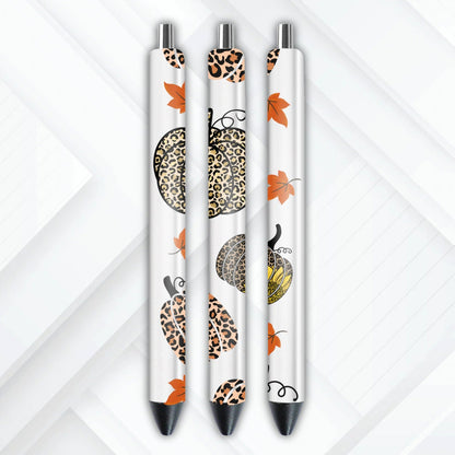 UVDTF Pen Wrap Fall Leopard Pumpkins, Fall Pen Wrap,  Ready to apply, Permanent Adhesive Waterproof