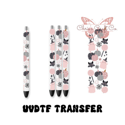 UVDTF Pen Wrap Ghost Bat Pumpkin Cute Pastel, Halloween Pen Wrap, Ready to apply, Permanent Adhesive Waterproof