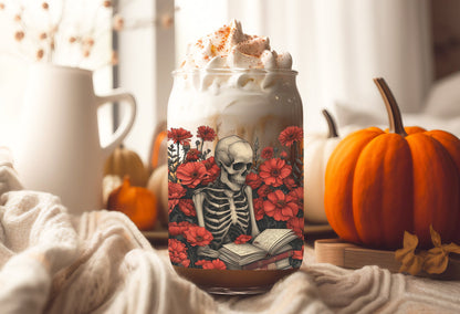 UVDTF Wrap Skeleton Reading Books Floral