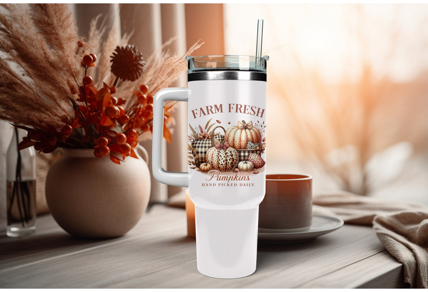 UVDTF Wrap Farm Fresh Pumpkins for 16oz Can Glass Mug Tumbler, Ready to Apply, Permanent Waterproof Adhesive