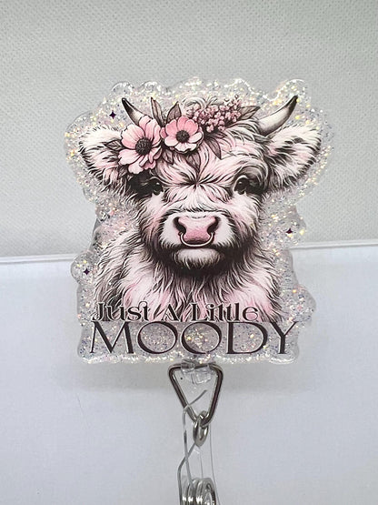 Highland Cow Acrylic Blank Decal Set, Just a Little Moody, DIY Badge Reels, UVDTF sticker, Unfinished Badge Reel, Badge Reel Blanks