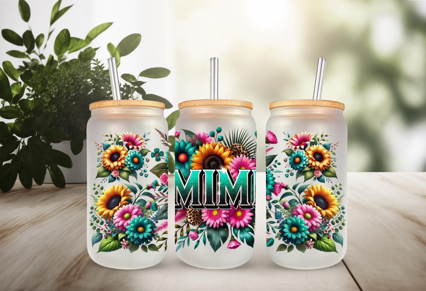 16oz Can Glass Wrap – Floral Cup Tumbler Wrap with Permanent Waterproof Adhesive