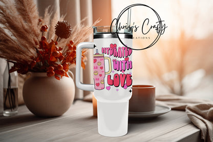 UVDTF Decal Valentine Tumbler Hydrated w/ Love for 16 oz 20 oz Can Glass Mug Tumbler, Ready to apply, Permanent Adhesive | Waterproof