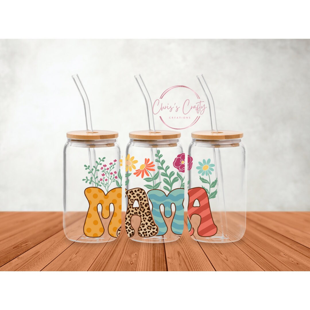 UVDTF Wrap Groovy Mama Leopard for 16oz Can Glass Mugs Tumblers, Ready to apply, Permanent Waterproof AdhesiveAdhesive