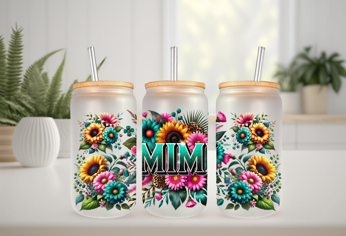 16oz Can Glass Wrap – Floral Cup Tumbler Wrap with Permanent Waterproof Adhesive