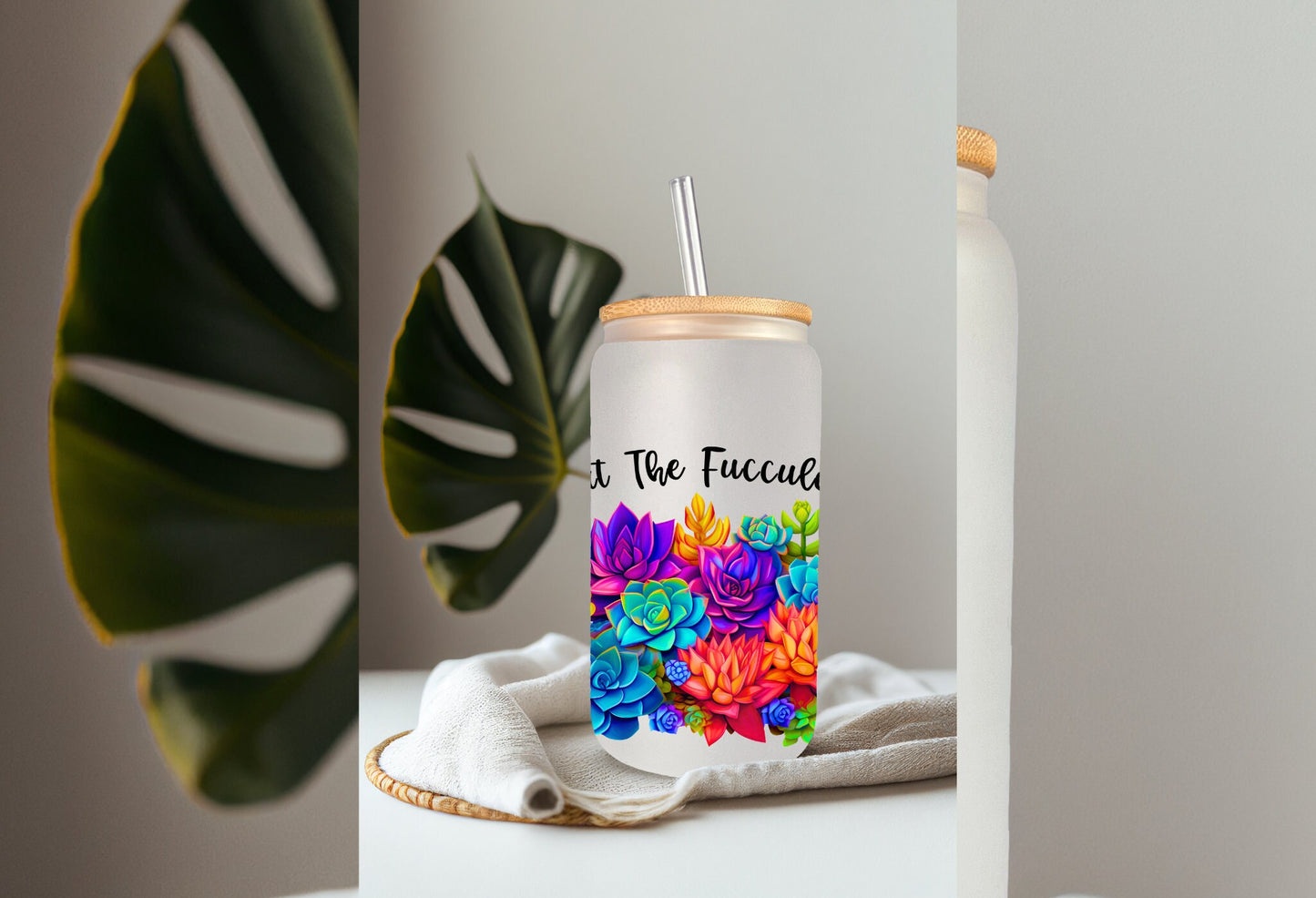 UVDTF Wrap Funny and Sarcastic, What the Fucculent 16 oz Can Glass, Mug, Tumbler, Ready to Apply, Permanent Adhesive Waterproof