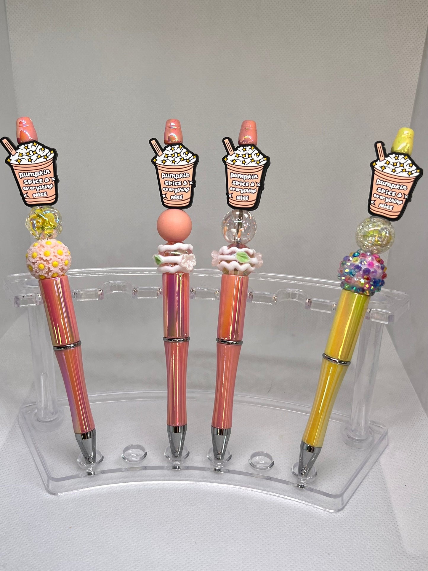 Pumpkin Spice Beaded Pen Everything Nice, Fun Pens Acrylic Beads, Custom Pen, Retractable Ink Pen, Gifts for her, Gifts for Teacher,