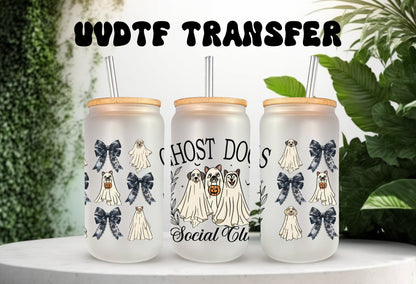 UVDTF Wrap Ghost Dog Social Club Coquettes Bows 16oz Can Glass, Mug, Tumbler, Ready to Apply, Permanent Waterproof Adhesive