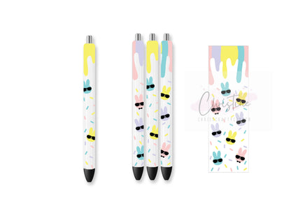 UVDTF Pen Wrap Bunny Sprinkle Sunglass, Easter Wrap, Ready to Apply, Permanent Waterproof Adhesive