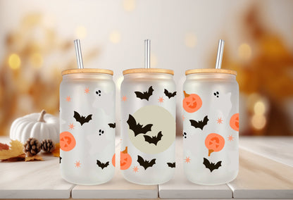 UVDTF  Wrap Ghost Bats Moon Pumpkin for 16oz Can Glass, Mug, or Tumbler, Halloween Candy, Ready to apply, Permanent Adhesive Waterproof