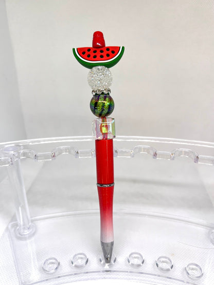 Watermelon Slices Seeds Beaded Pen, Fun Pens Acrylic Beads, Custom Pen, Retractable Ink Pen, Gifts for her, Gifts for Teacher,