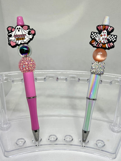 Beaded Pen Spooky Ghost Hippie Vibes, Fun Pens Acrylic Beads, Custom Pen, Retractable Ink Pen, Gifts for her, Teacher, Nurses, Medical