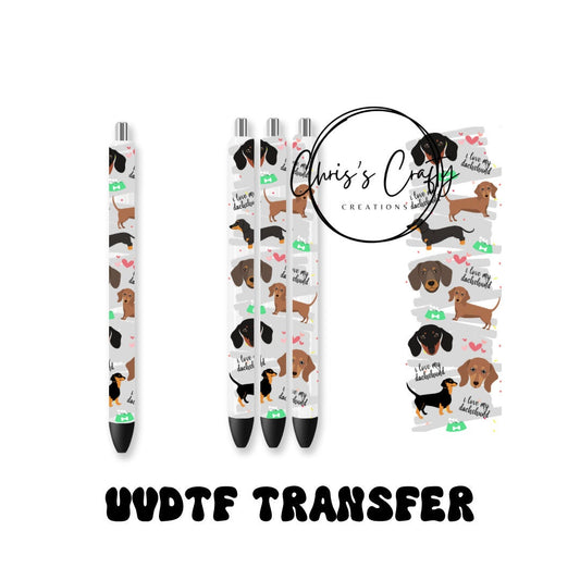 UVDTF Pen Wrap Dachshund Weiner Dog, Dog Mom, Permanent Waterproof Adhesive Ready to apply