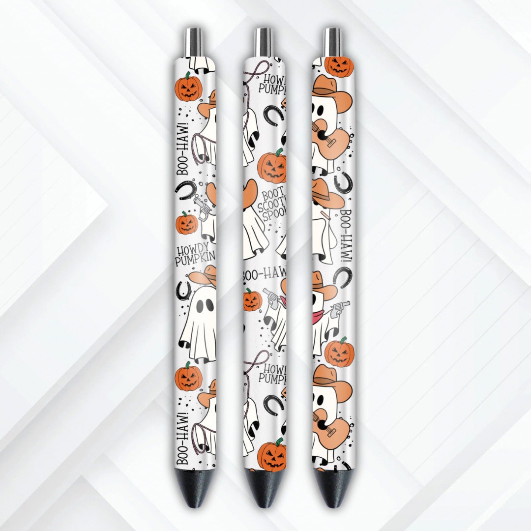 UVDTF Pen Wrap Cowboy Ghost, Halloween Wrap, Permanent Adhesive Waterproof, Ready to apply
