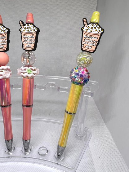 Pumpkin Spice Beaded Pen Everything Nice, Fun Pens Acrylic Beads, Custom Pen, Retractable Ink Pen, Gifts for her, Gifts for Teacher,