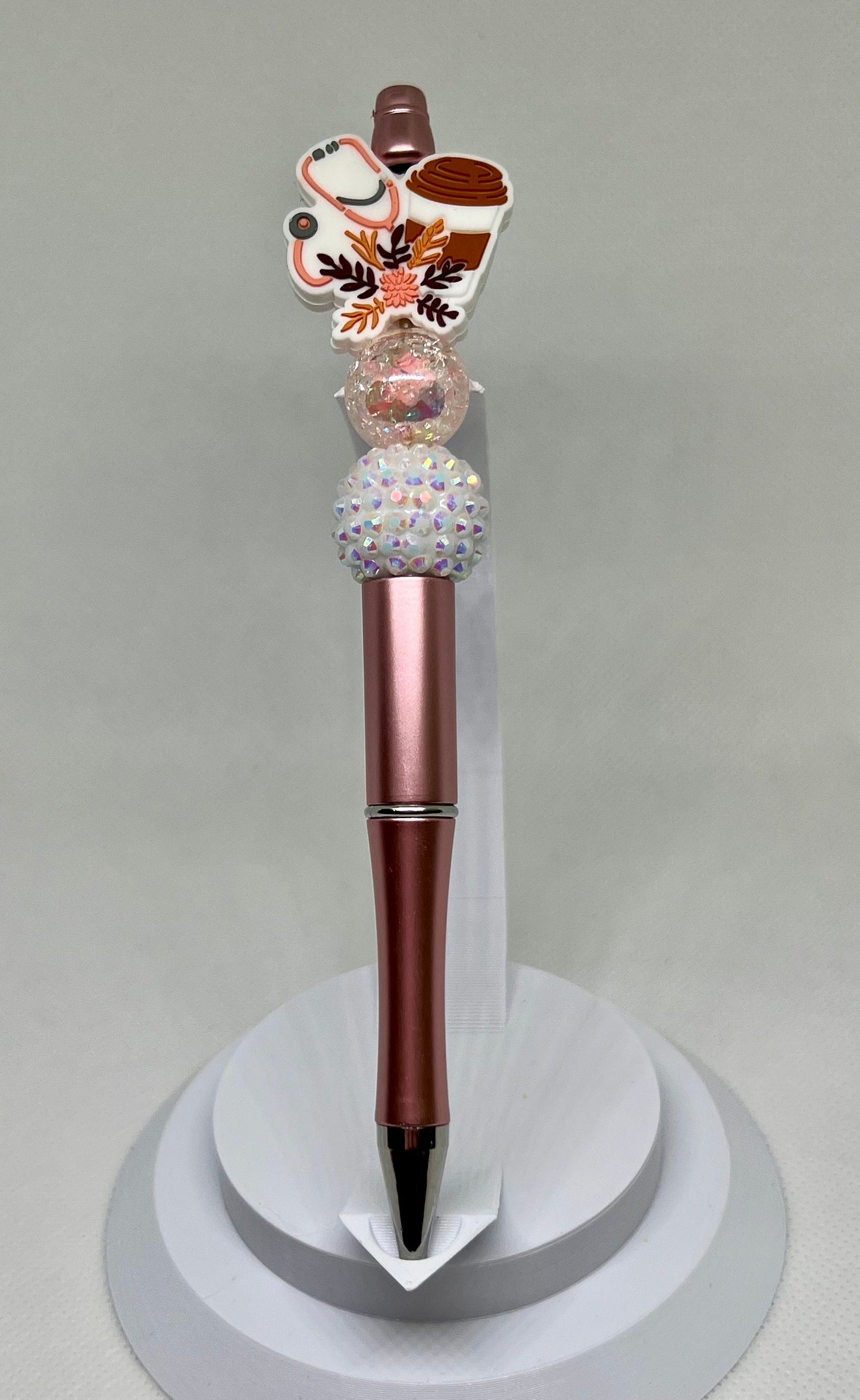 Nurse Beaded Pen Stethoscope Iced Coffee,  Funny Pen, Retractable Ink Pen, Graduation Gift, Nurse Gift, Gifts for Her, Gifts for Him