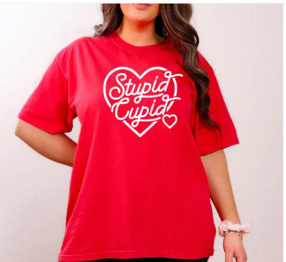 Screen Print Valentine’s Stupid Cupid, Ready to Press, Screen Print Transfer, White Ink Screen Print Heat Transfer