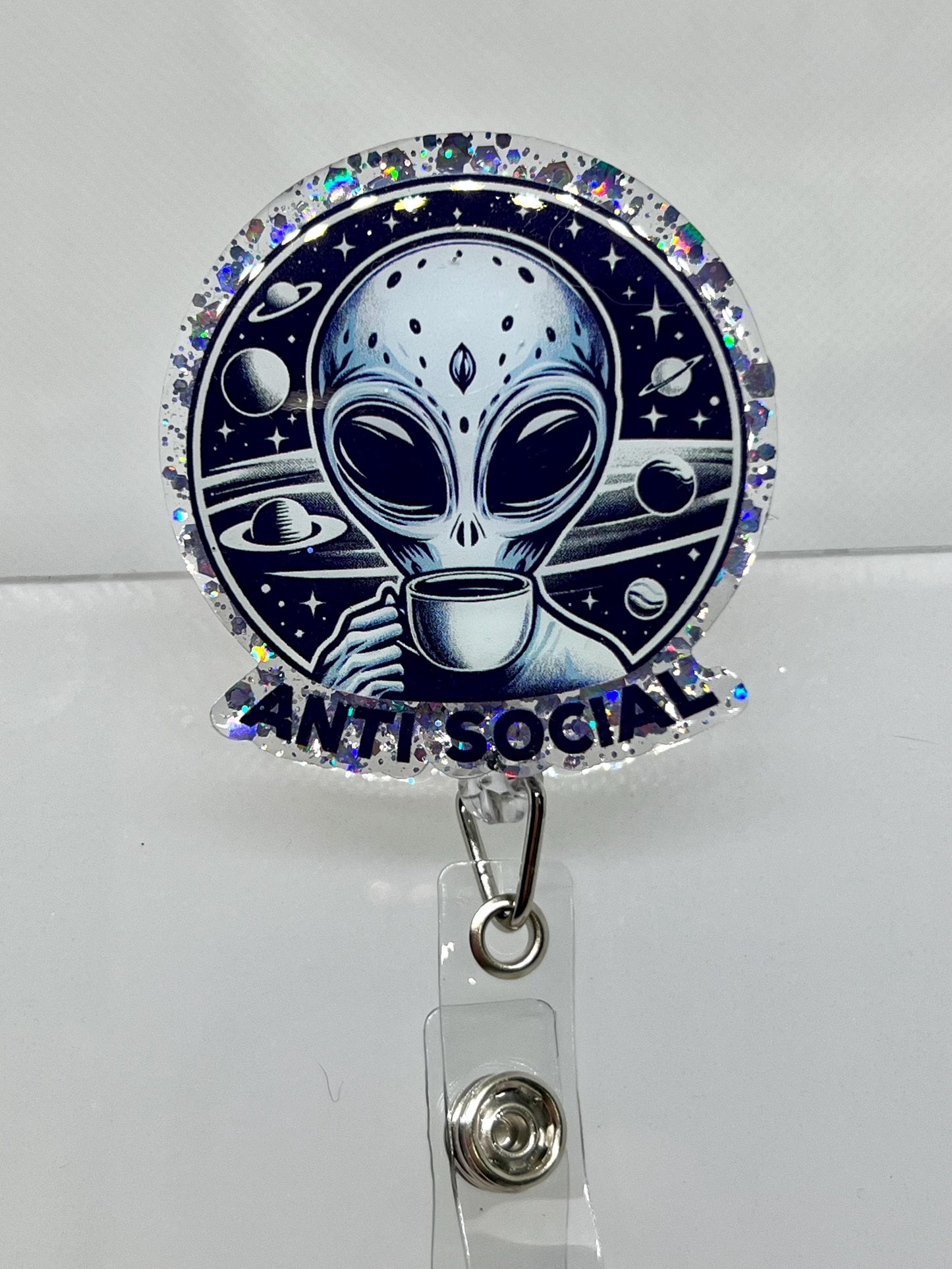 Sarcastic Saying Acrylic Blank Decal Set, DIY Badge Reels, Antisocial Alien, Blank and UVDTF sticker, Unfinished Badge Reel