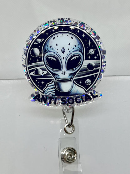 Sarcastic Saying Acrylic Blank Decal Set, DIY Badge Reels, Antisocial Alien, Blank and UVDTF sticker, Unfinished Badge Reel