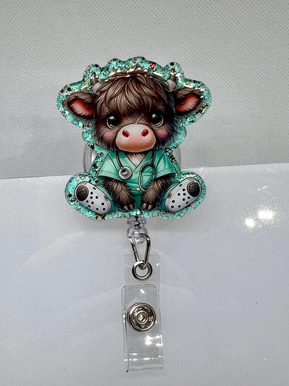 Highland Cow Nurse Acrylic Blank Decal Set, DIY Badge Reels, Medical Blank UVDTF sticker, Unfinished Badge Reel, Badge Reel Blanks