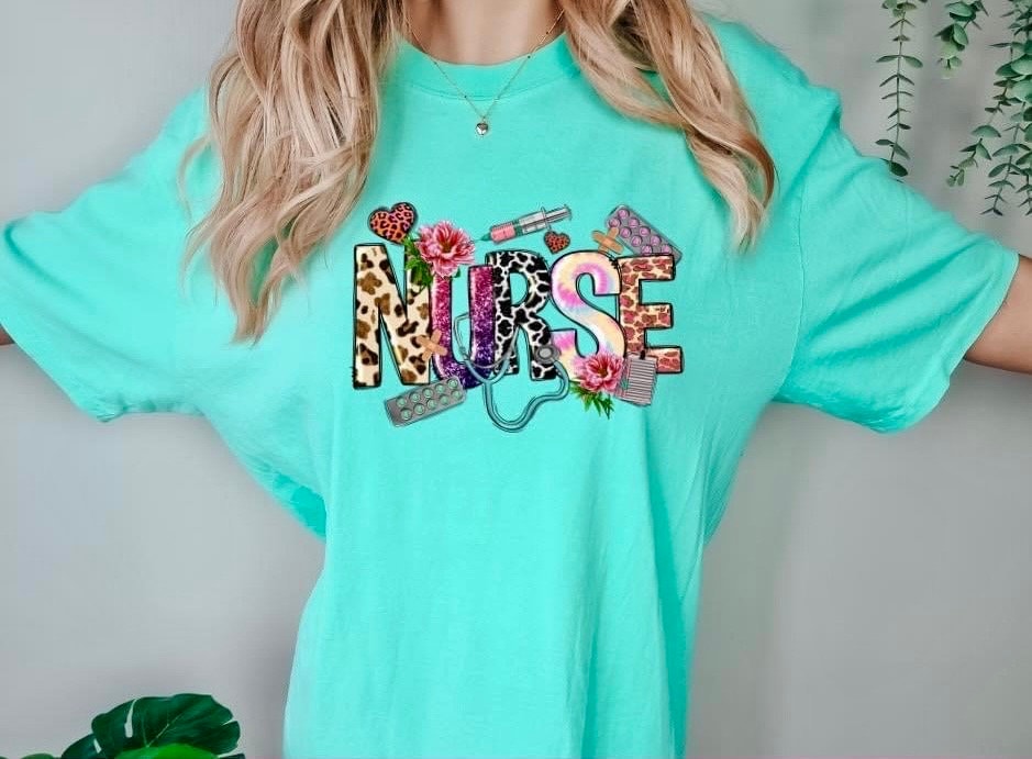 READY TO PRESS Nurse Stethoscope Leopard Cow  Print Transfer | Screen Print Transfer | Full Color Matte Clear Transfer